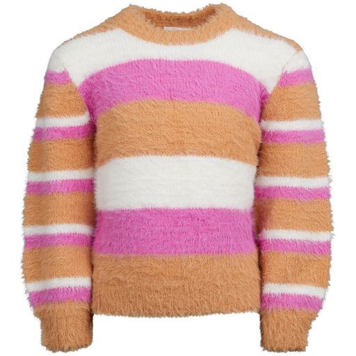 Wednesday Knit - Girls Jumper - Pink, Tan & White Stripe