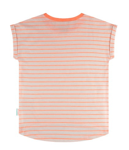 Girls Tee - Love the Sea Turtle - Orange/White Stripes