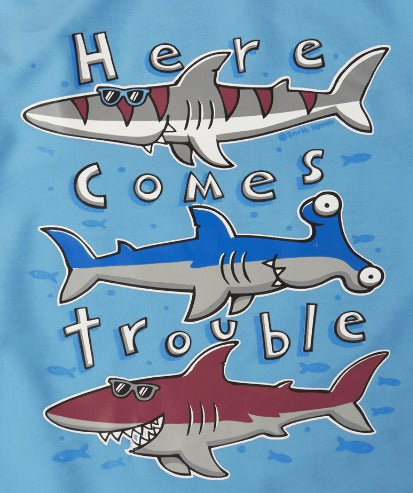 Boys Wet Shirt - Here Comes Trouble - Blue