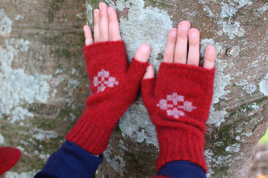 Possum Merino Fingerless Mitten - Teal, Red or Lagoon