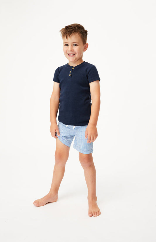 Navy Rib Henley - French Navy
