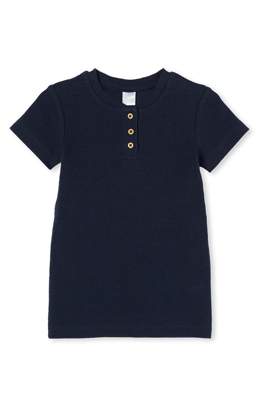 Navy Rib Henley - French Navy