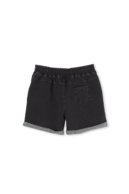 Stitch Track Short - Washed Black