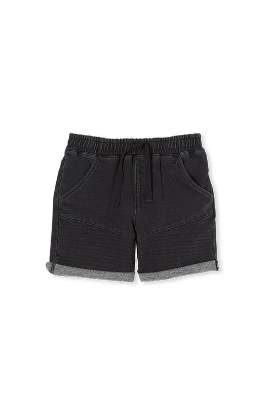 Stitch Track Short - Washed Black