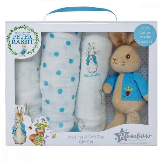 Peter Rabbit - Soft toy & Muslins Gift Set