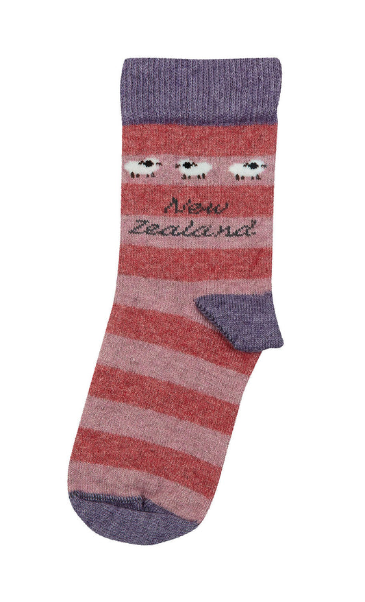 Kids Sheep Sock Stripe - Lollypop Pink or Sea Green