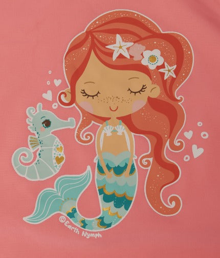 Girls Wet Shirt Set - Under the Sea Mermaid - Bright Coral