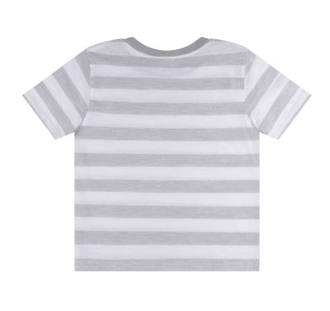 Boys Tee - It's All Good! - White and Grey Stripe
