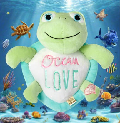 A big-eyed turtle plush toy little ones will love! Featuring soft plush fabric with satin stitch embroidery. It makes the perfect gift from travel adventures. Comes with gift card attached.