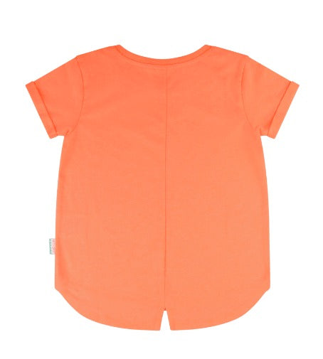 Girls Tee NZ Big Eye Kiwi - Peach