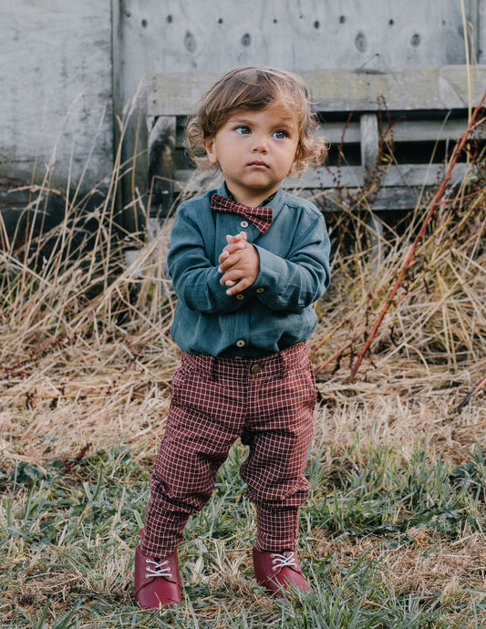 Henrys Boys Check Trousers - Vintage Red Check