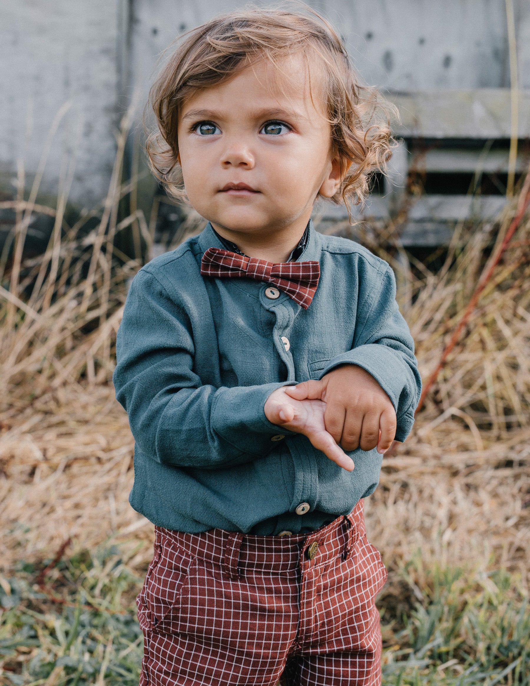 Henrys Boys Check Trousers Vintage Red Check